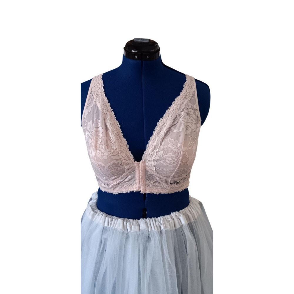 Leading Lady Pink Lace Front Closure Wire Free Adjustable Strap Comfort Bra 2X